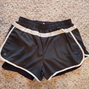 Athleta spandex shorts 2 in 1 medium grey & black